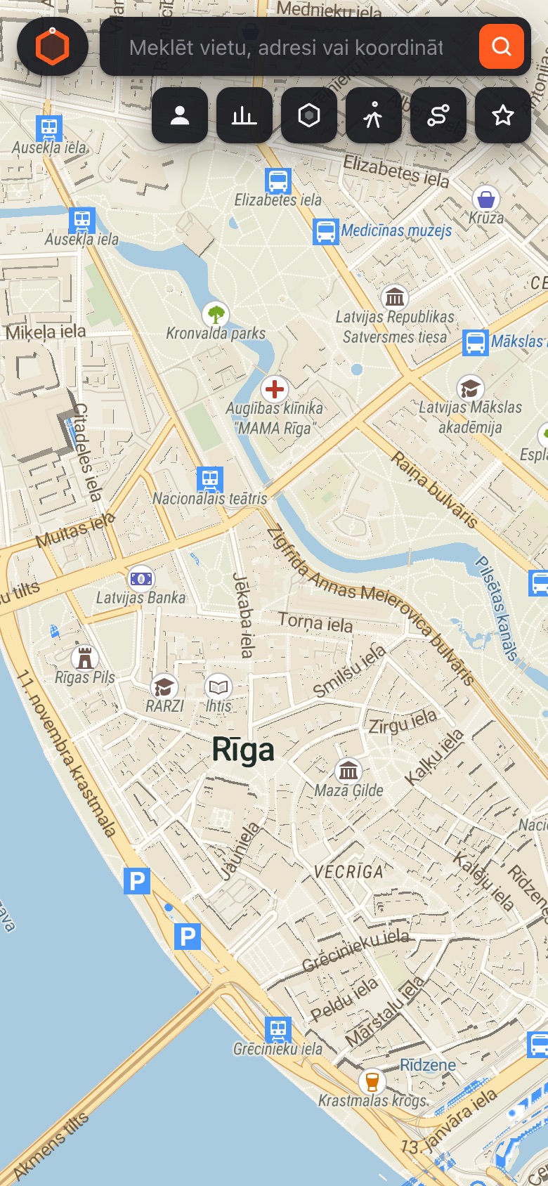 Standard map of central Riga